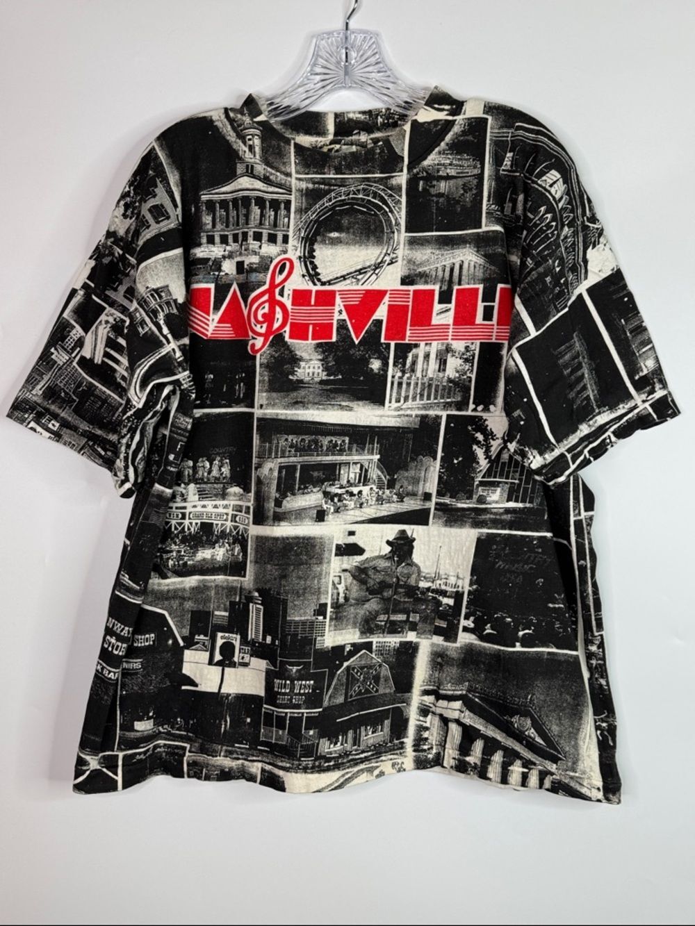 Vintage Nashville, TN Black White Photograph Tshirt AOP 90s Large